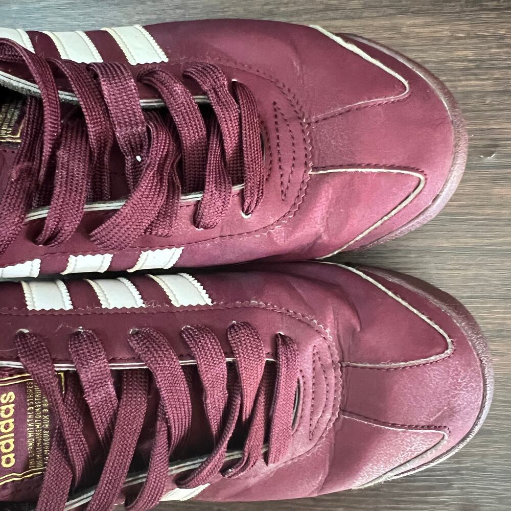 Adidas Samoa Burgundy White Sneakers Men’s Size 10 - Picture 13 of 14